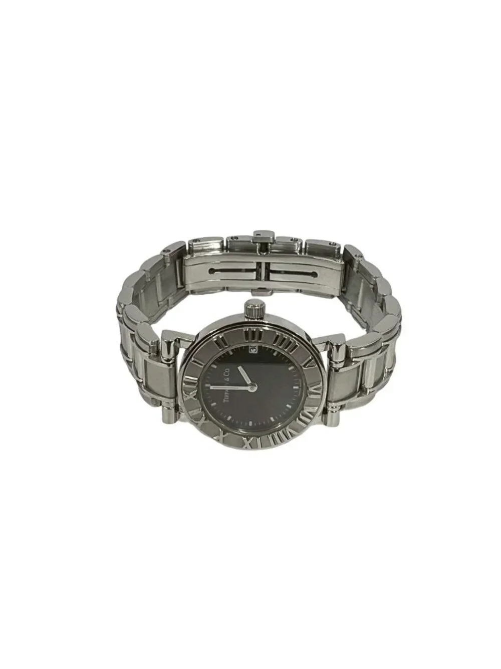 Tiffany & Co with Case Atlas Stainless Steel Wrist Watch Silver